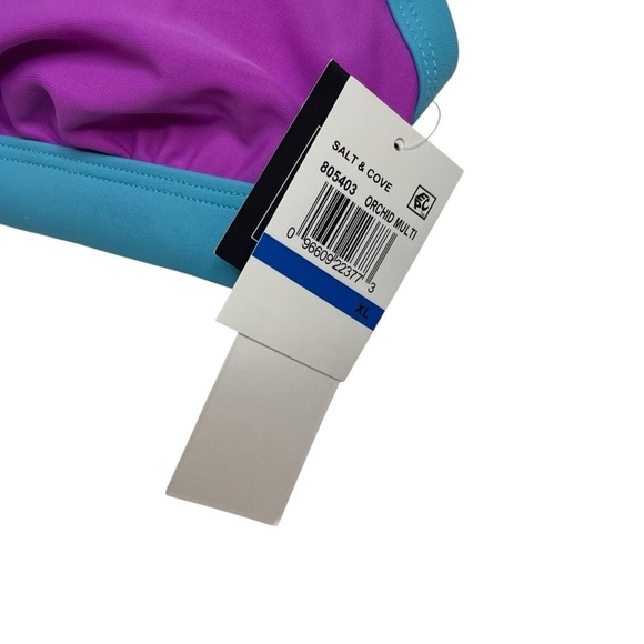 Contrast-Trim Triangle Bikini Top & Contrast Bikini Bottoms Orchid Multi XL New - Picture 4 of 9